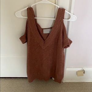 Pink sweater with shoulder cut outs